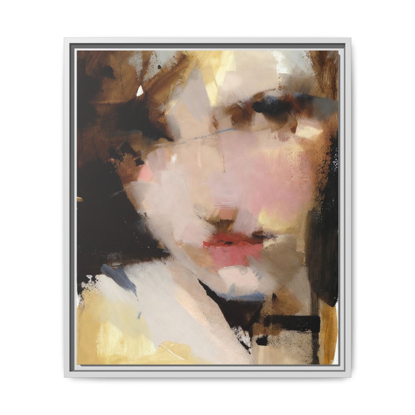 Abstract Portrait Matte Canvas Framed Print — Modern Feminine Wall Art