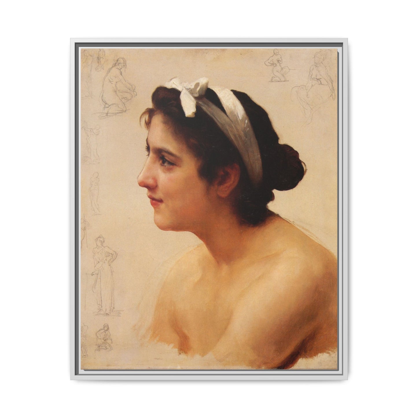 Study Of A Woman For Offering To Love by William Adolphe Bouguereau Framed Matte Canvas Print