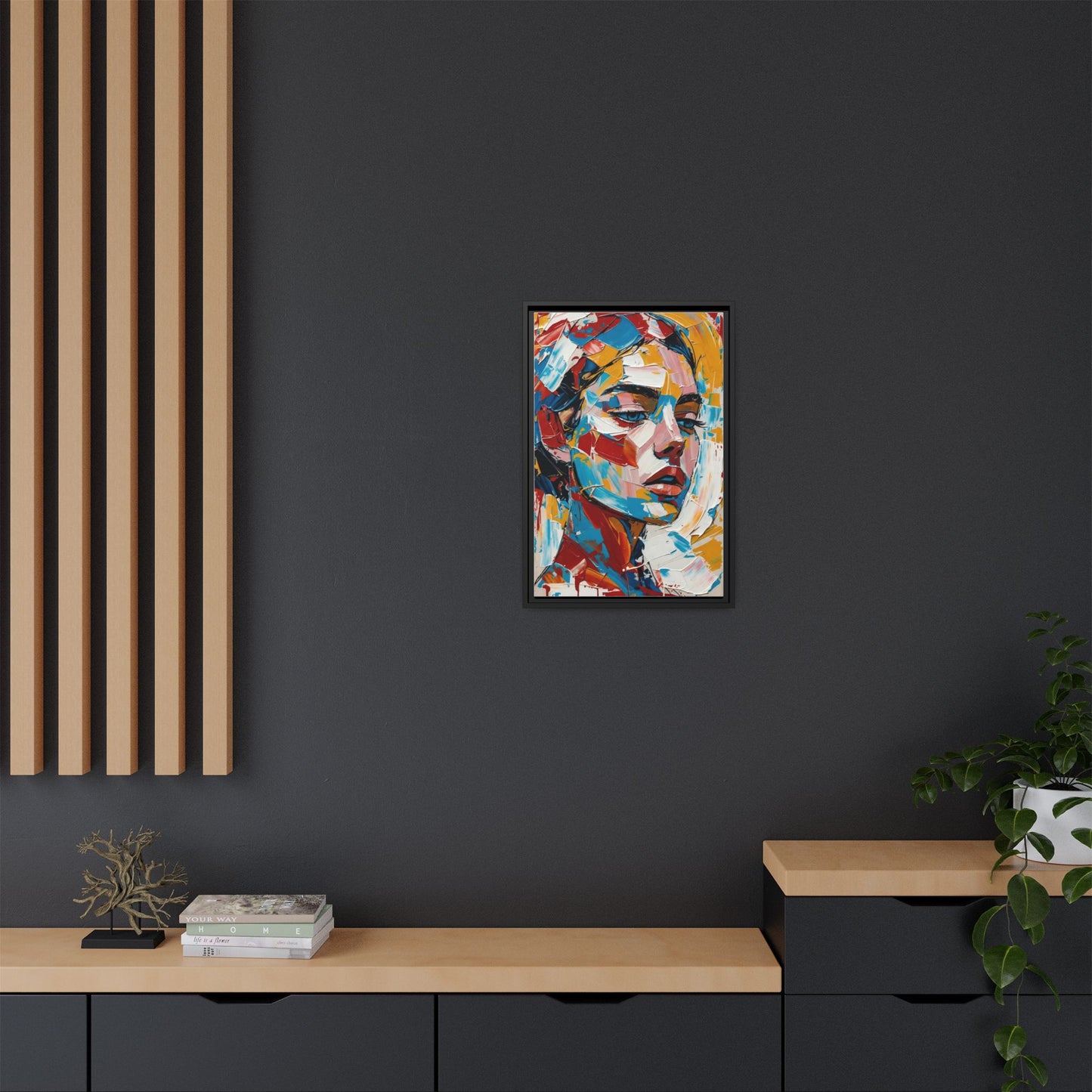 Colorful Abstract Portrait Framed Canvas Print