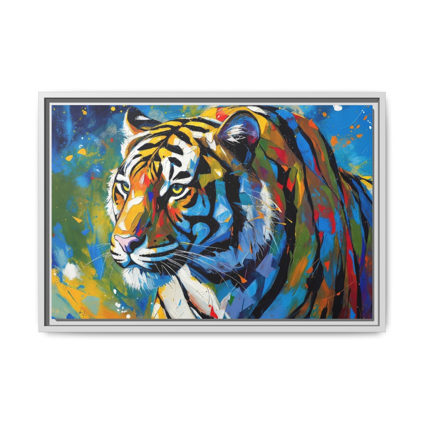 Colorful Tiger Matte Canvas Framed Art — Vibrant Wildlife Wall Decor