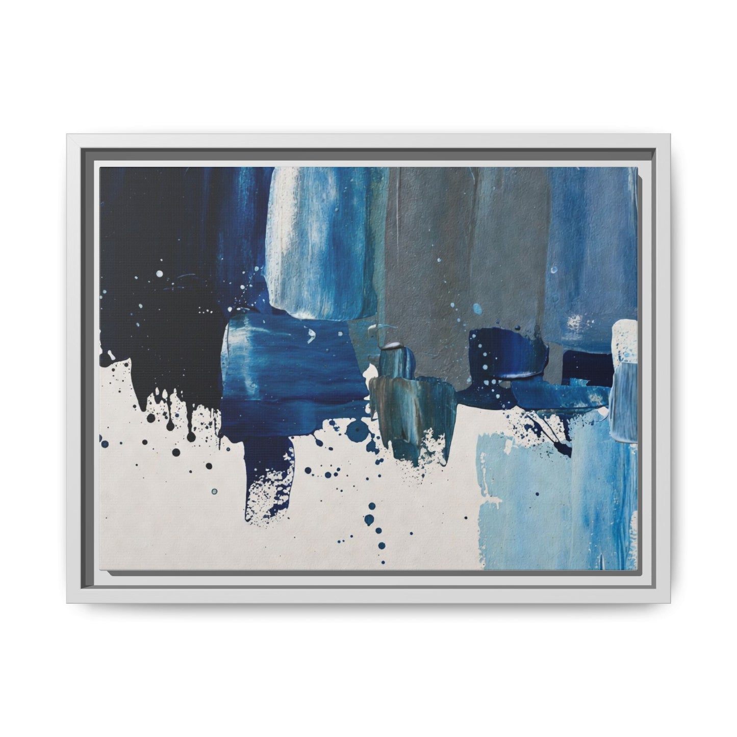 Abstract Blue Ocean Matte Canvas Framed Wall Art
