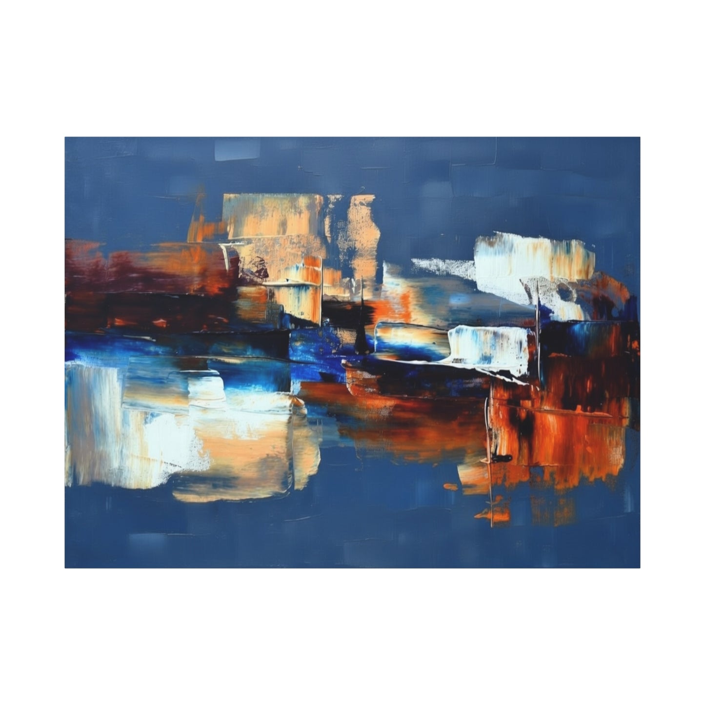 Abstract Blue & Orange Canvas Wall Art — Modern Matte Stretched Canvas