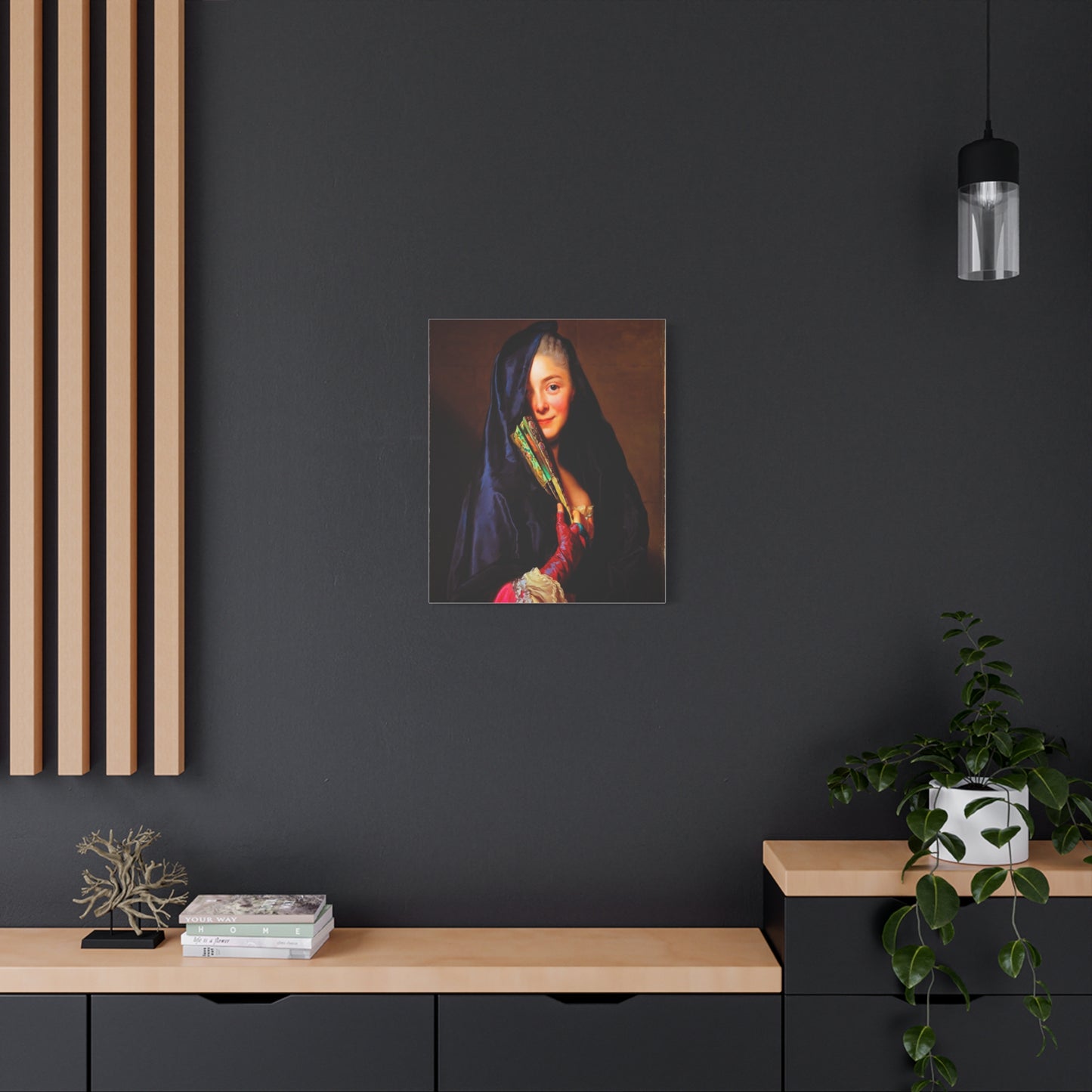Vintage Portrait Canvas Print — Elegant Lady with Fan Matte Stretched Wall Art