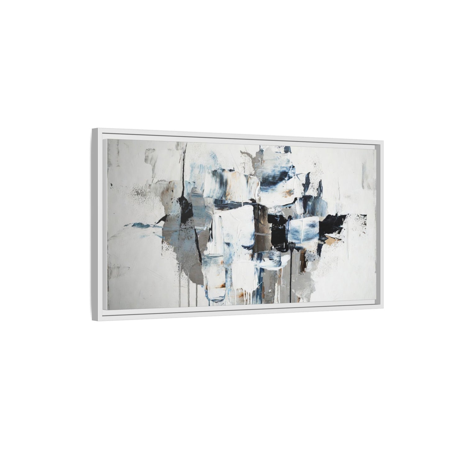 Framed Abstract Canvas Art — Blue Neutral Modern Wall Print
