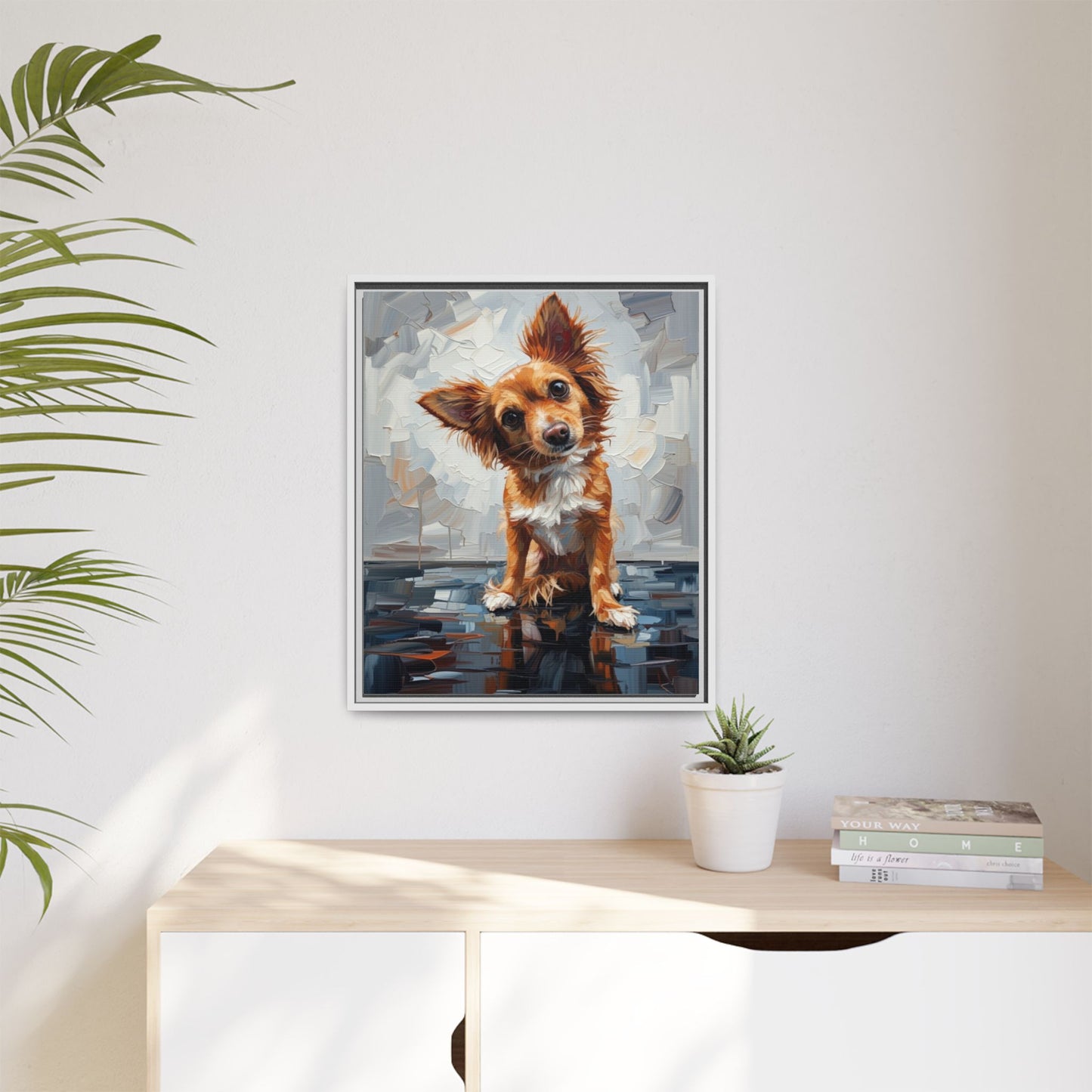 Framed Matte Canvas Print — Playful Brown Dog Portrait