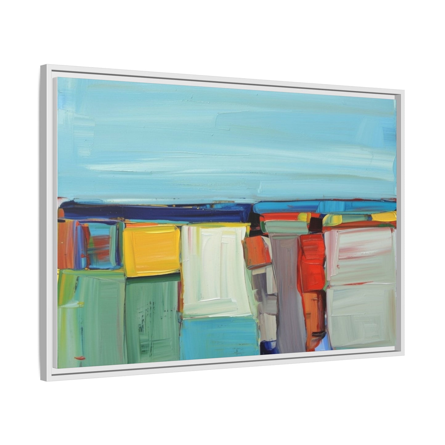 Abstract Coastal Blocks Matte Canvas Print (Framed)