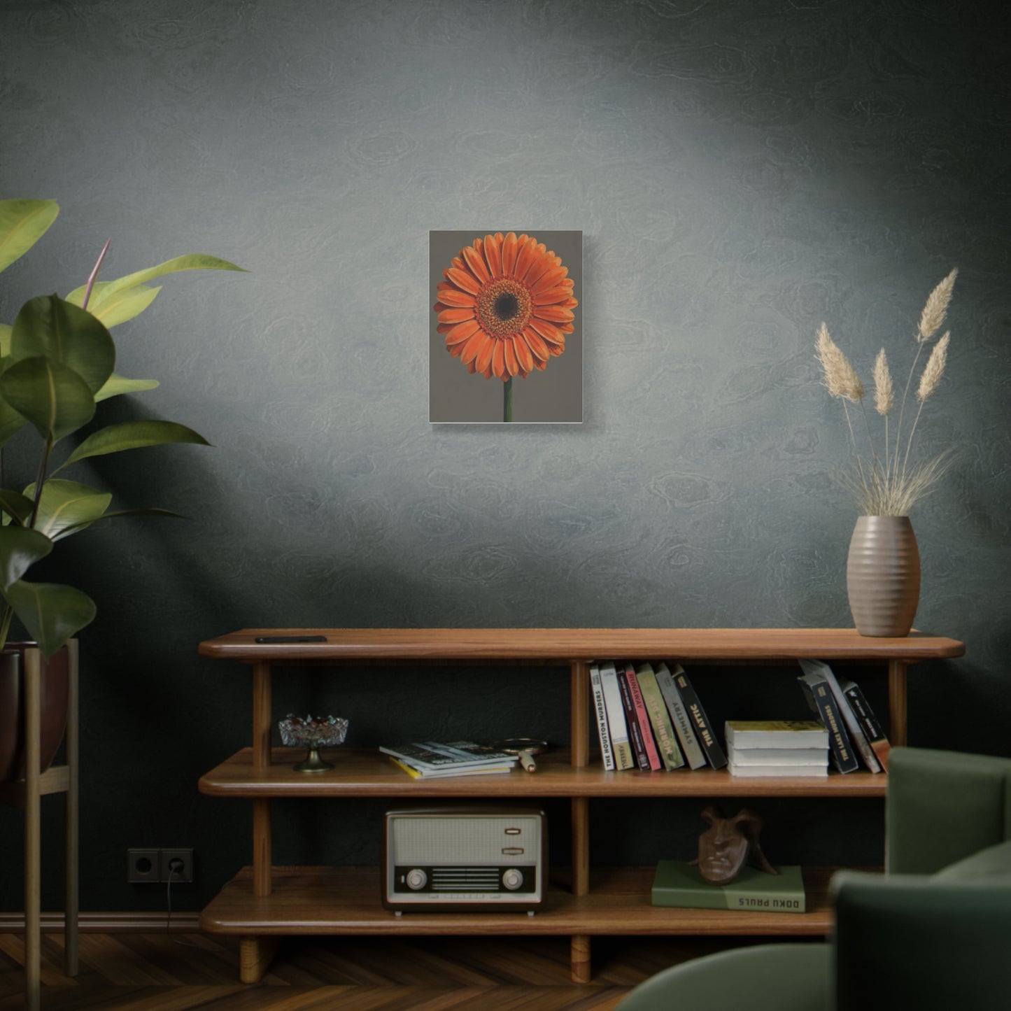 Orange Gerbera Flower Matte Canvas Print — Stretched Wall Art