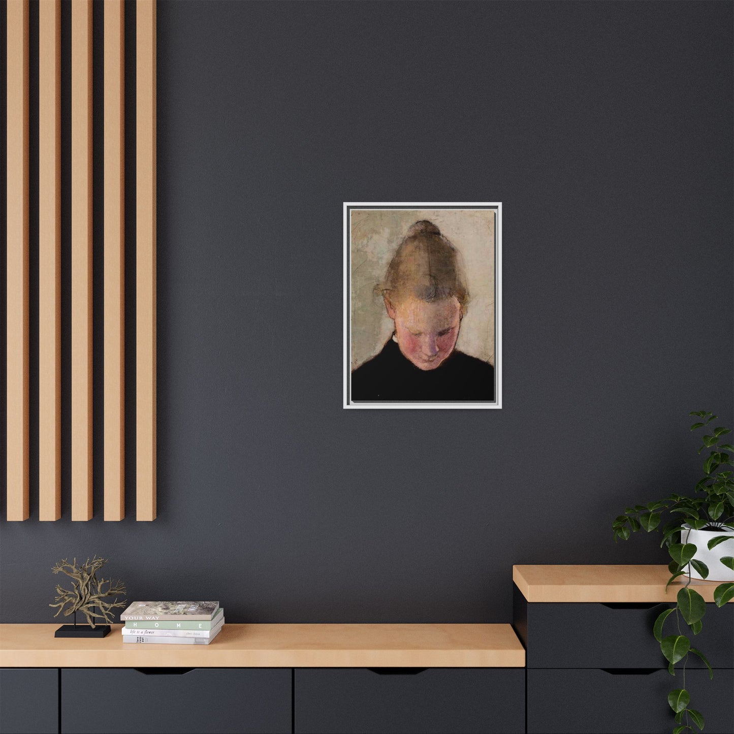 Lukeva tytto by Helena Schjerfbeck Framed Matte Canvas Art Print