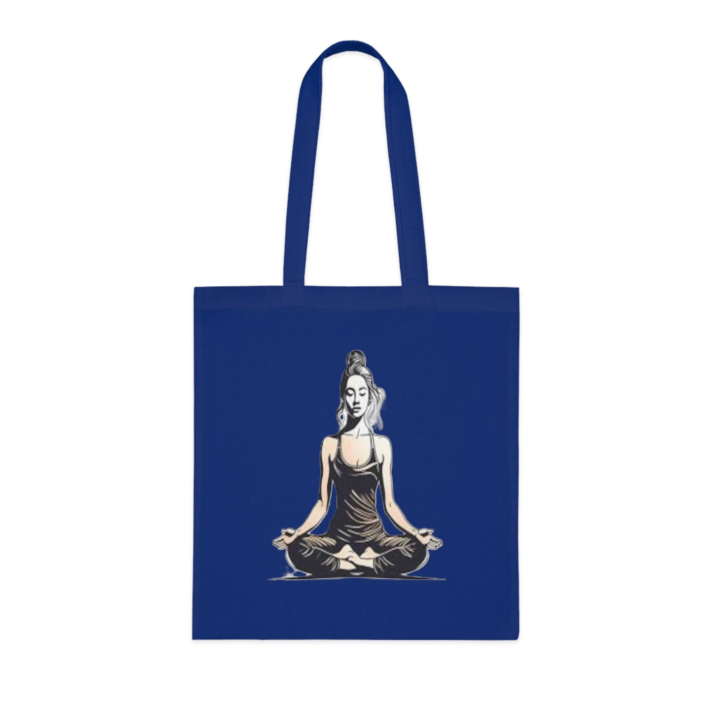 Yoga Meditation Cotton Tote Bag — Lotus Pose Graphic Beach & Market Tote