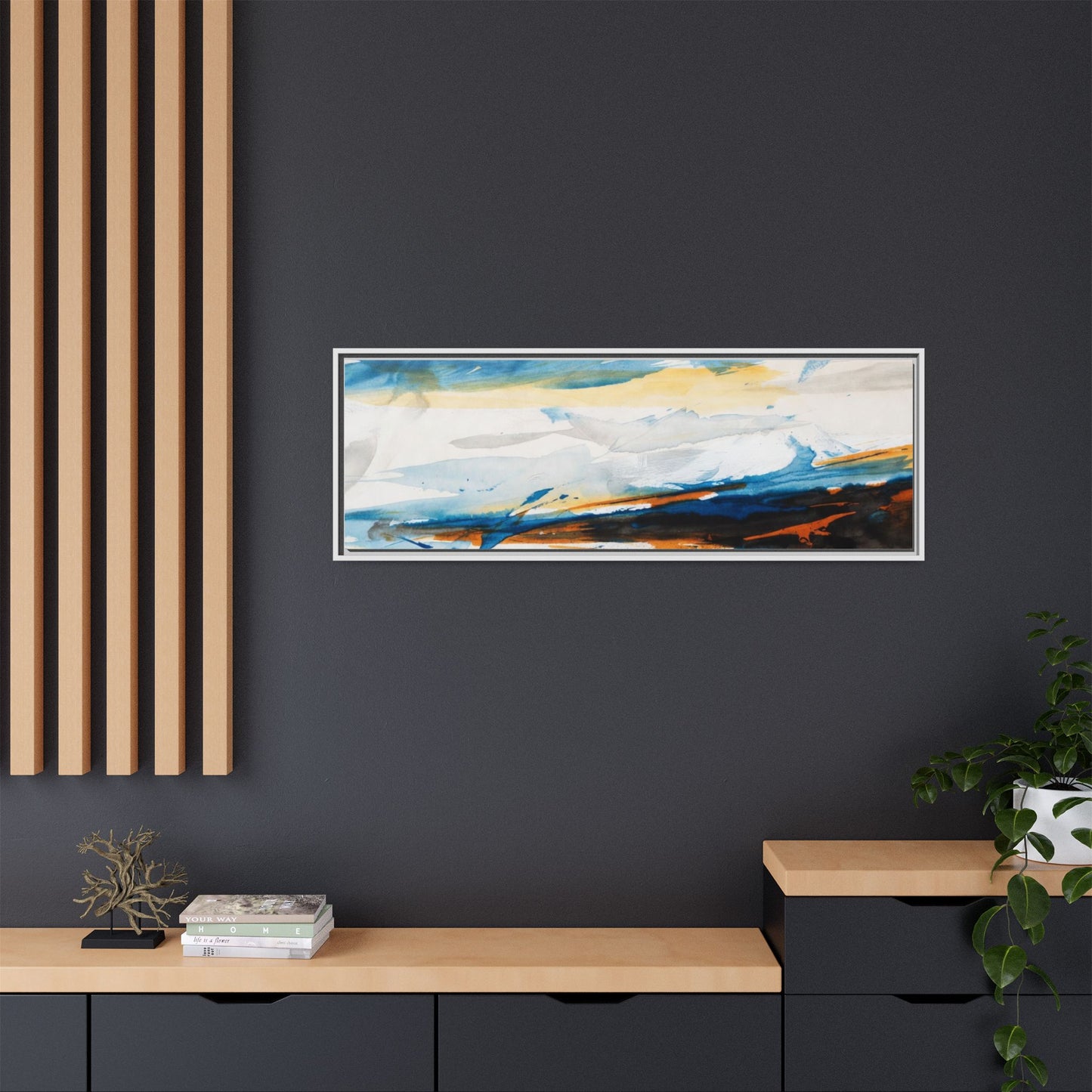 Abstract Coastal Waves Matte Canvas Framed Wall Art