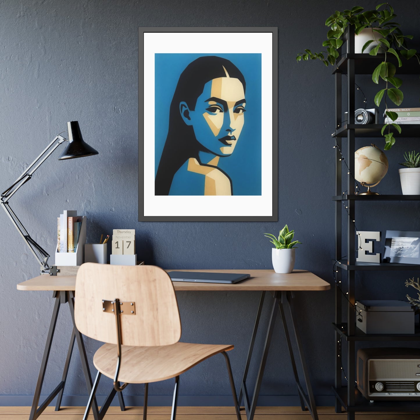 Framed Art Print — Blue Pop Portrait Poster