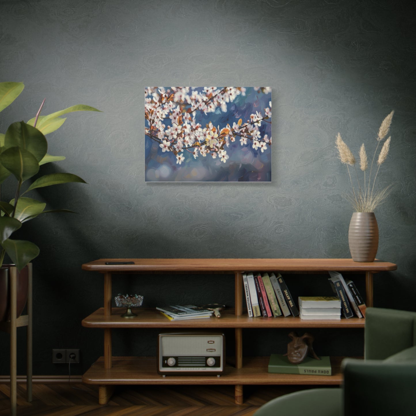 Cherry Blossom Branch Matte Canvas Wall Art — Spring Floral Print