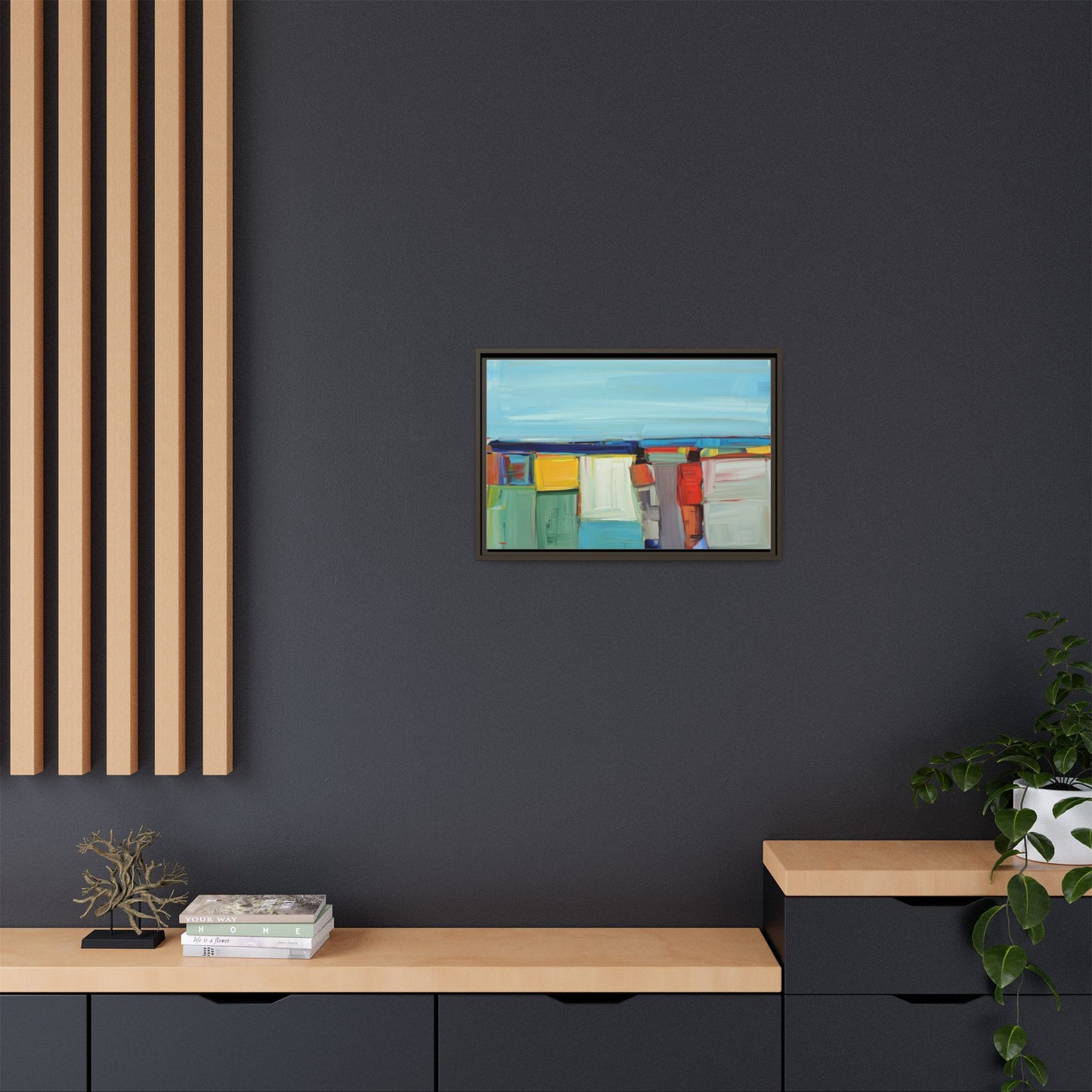 Abstract Coastal Blocks Matte Canvas Print (Framed)