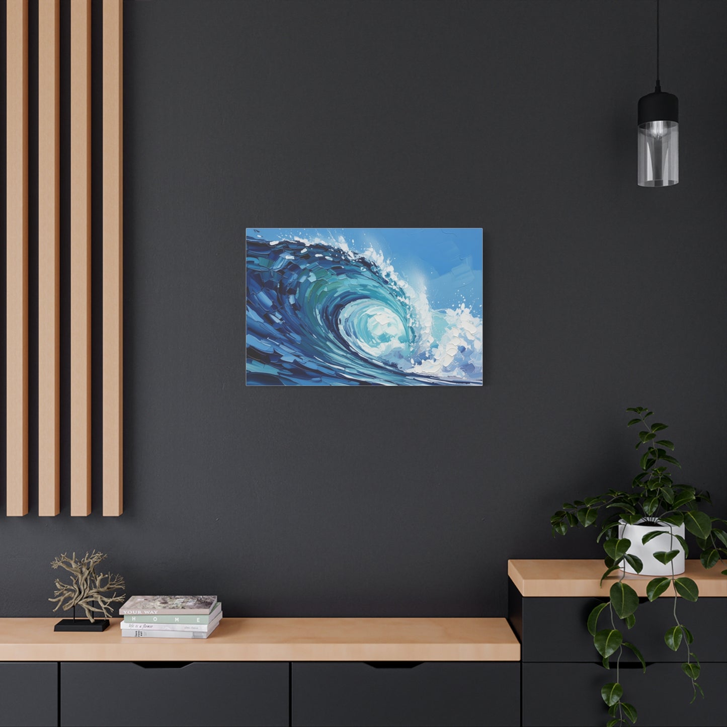 Ocean Wave Matte Canvas Wall Art — Blue Surf Wave Painting, Stretched 1.25"