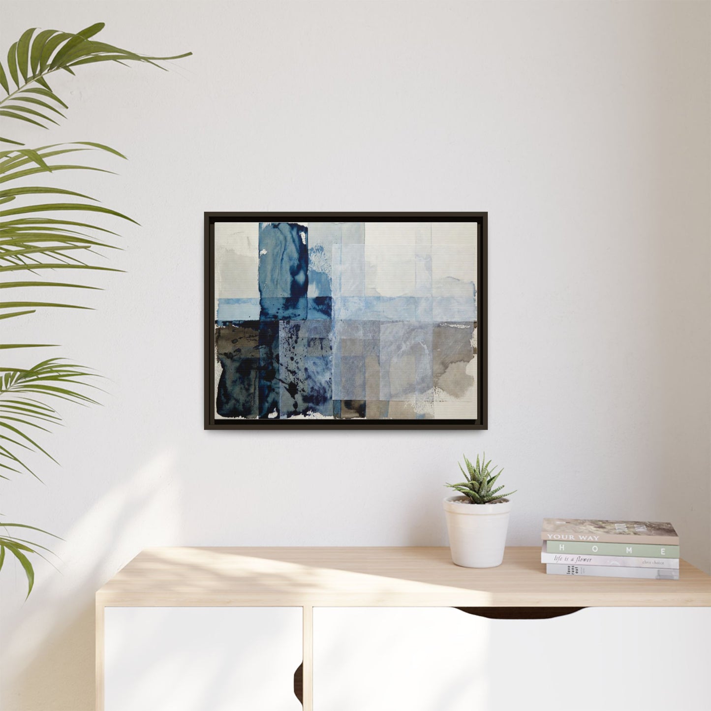 Abstract Coastal Blue Framed Canvas Art
