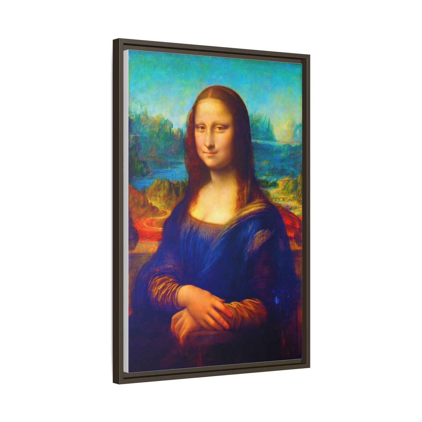 Framed Matte Canvas Print — Colorful Mona Lisa Wall Art