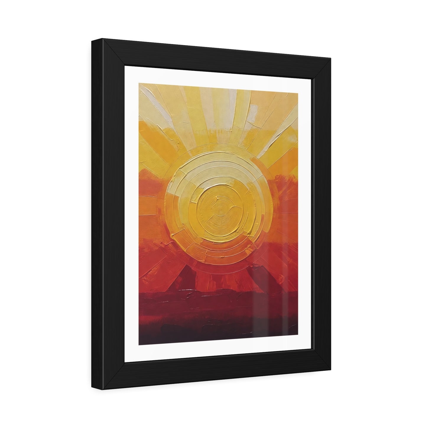 Sunburst Abstract Framed Art Print — Warm Sunrise Poster