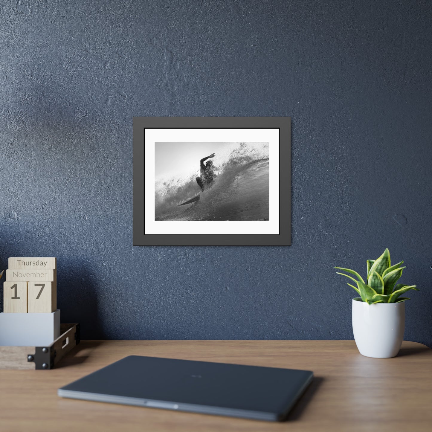 smashing a wave at Lobitos by Henry Espinoza Panta Framed Wall Art Poster