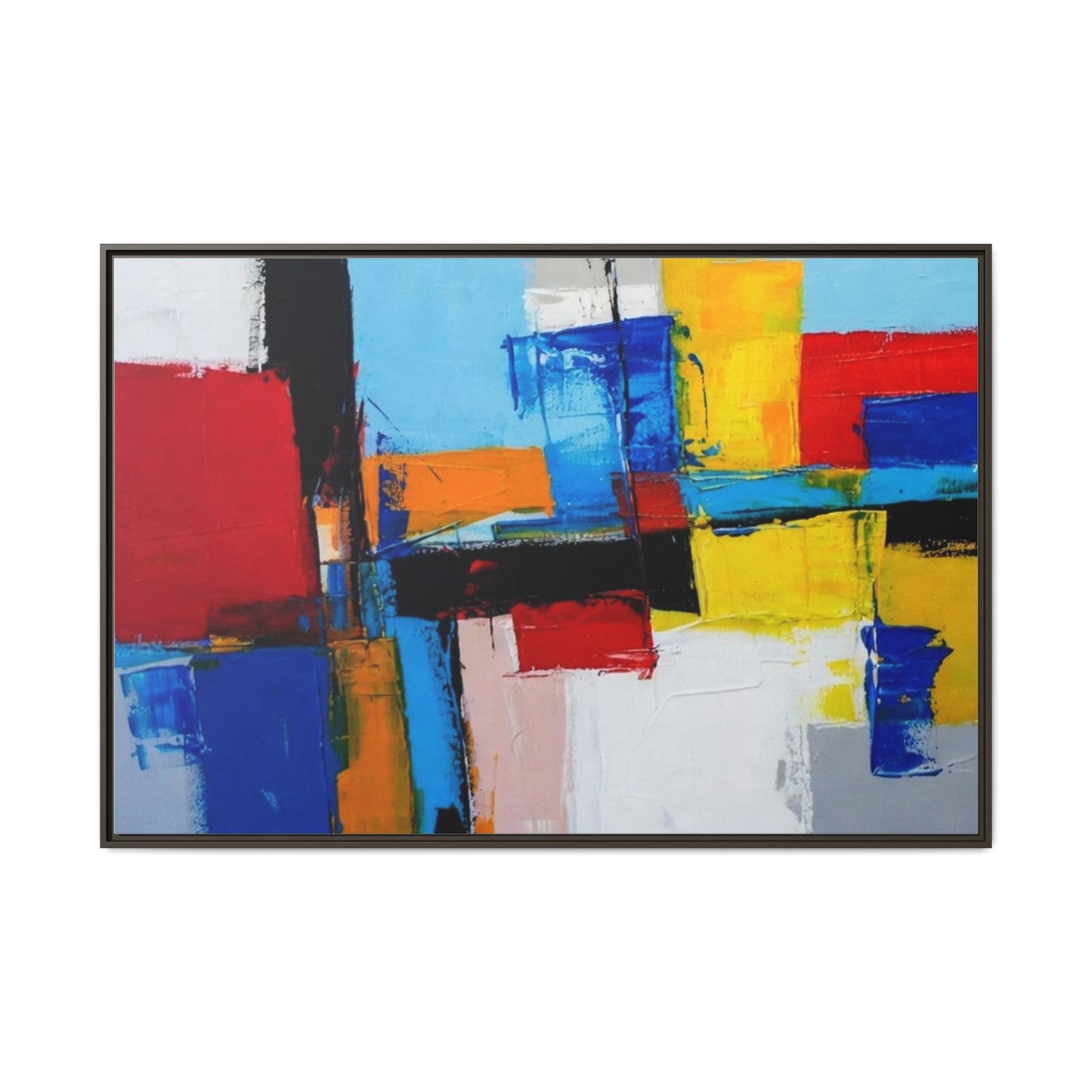 Abstract Color Block Matte Canvas Framed Wall Art