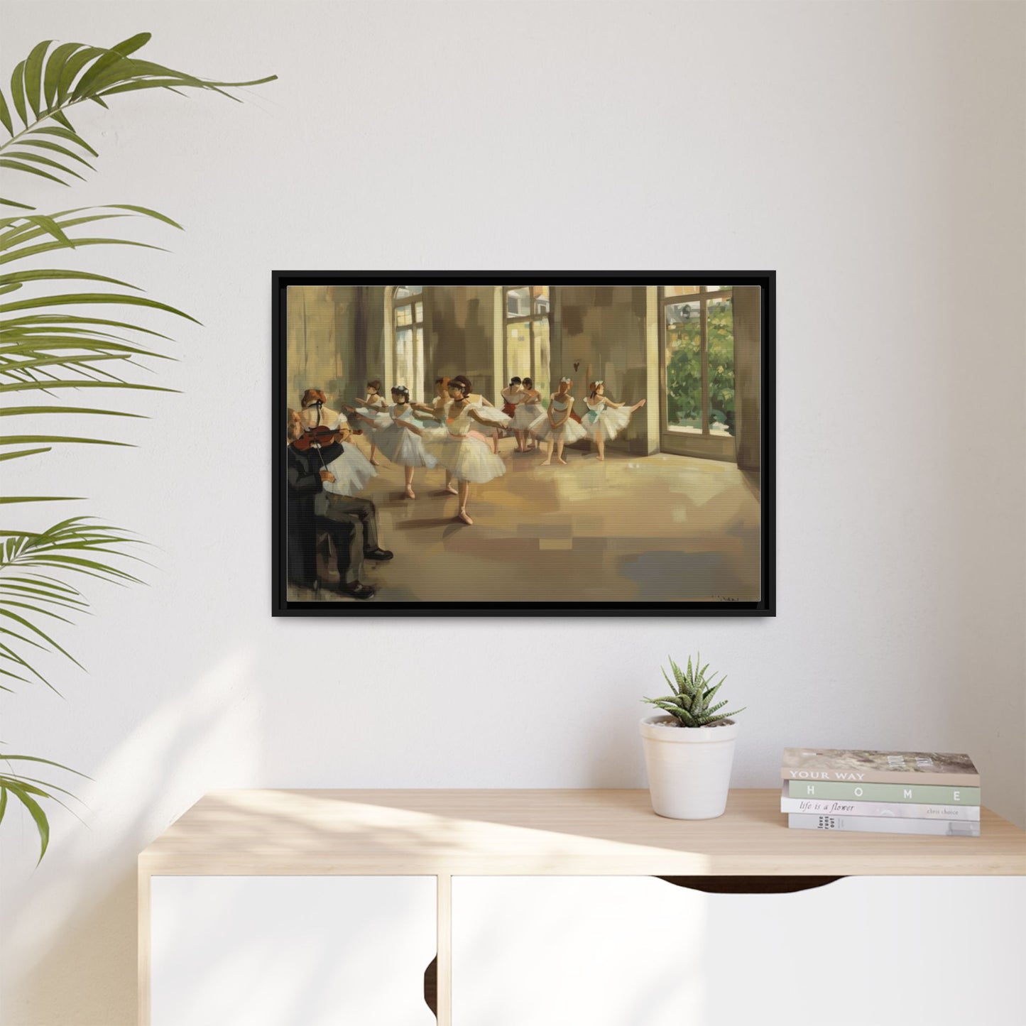 Framed Matte Canvas Print — Ballet Class Scene (Impressionist Dancers)