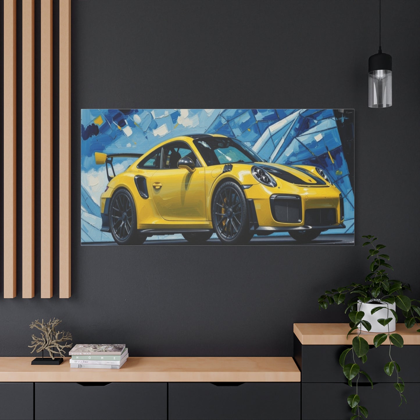 Yellow Porsche Sports Car Canvas Print — Modern Automotive Wall Art