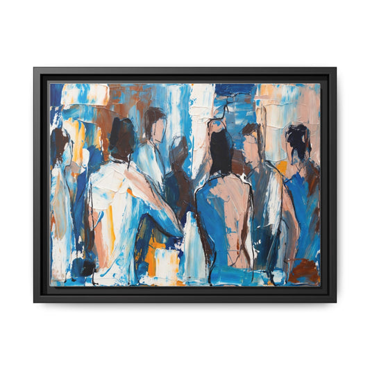 Abstract Coastal Figures Matte Canvas Framed Wall Art