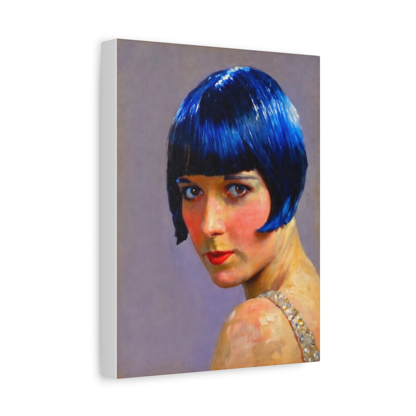 Blue Bob Portrait Matte Canvas Print - Stretched Wall Art