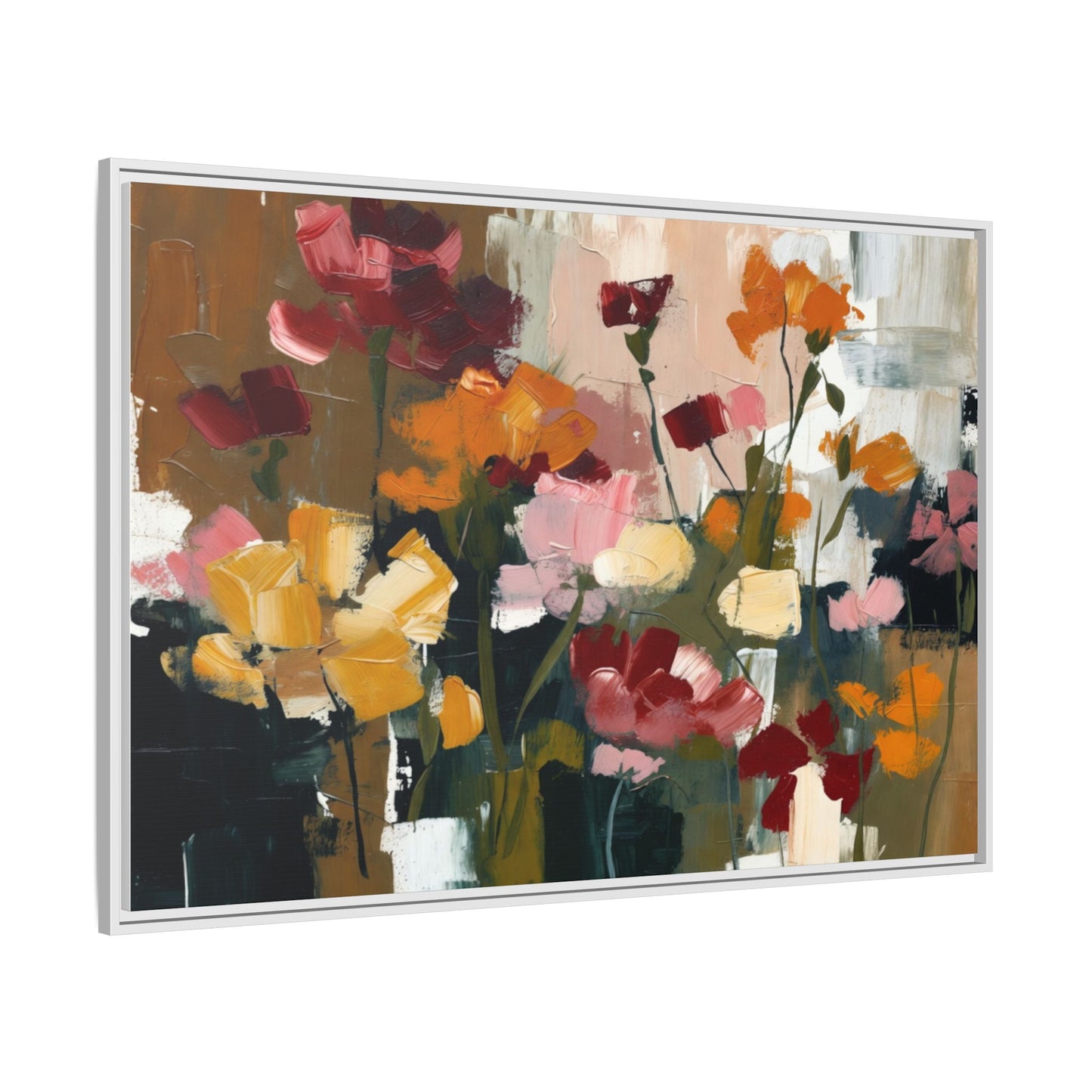 Framed Matte Canvas Floral Abstract Wall Art