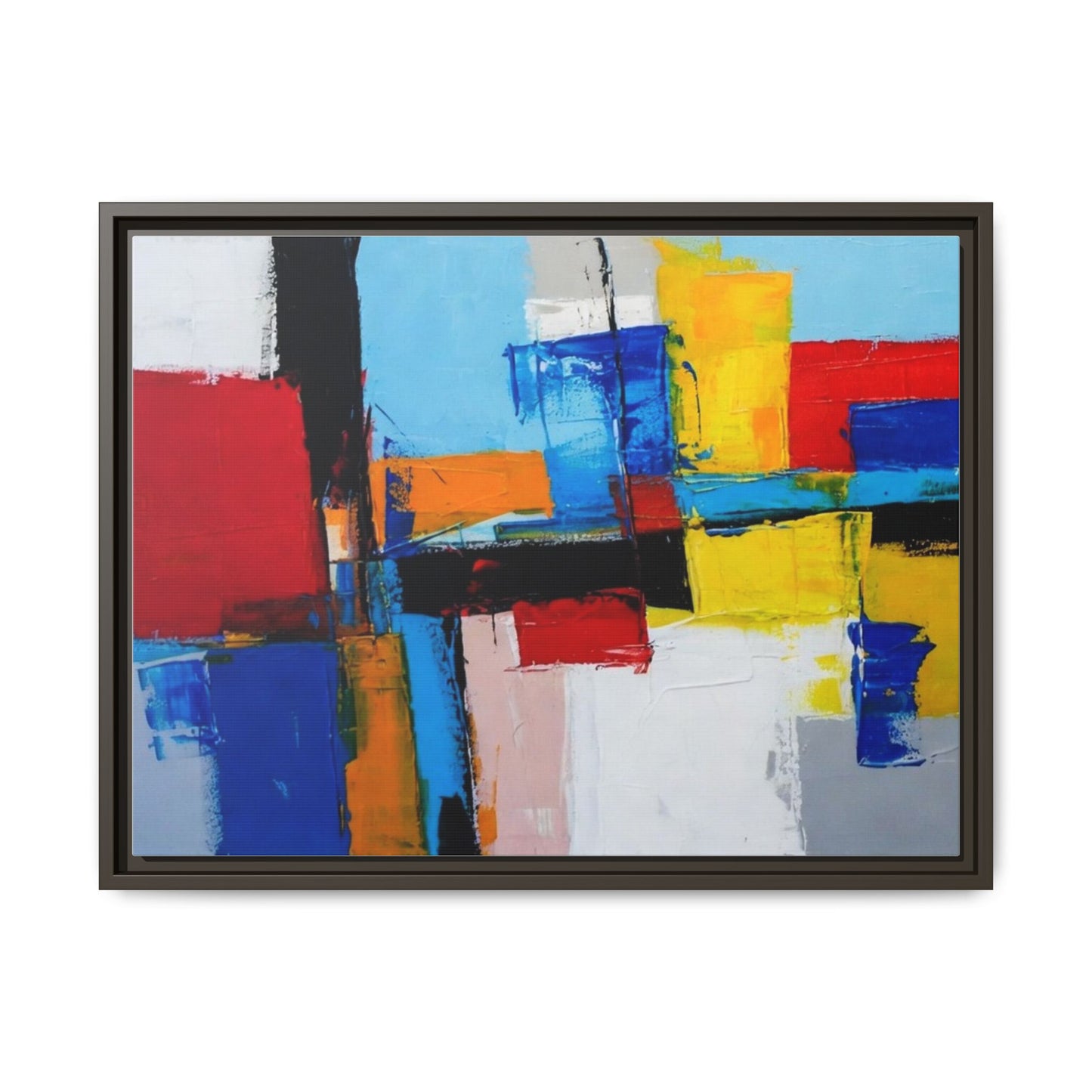 Abstract Color Block Matte Canvas Framed Wall Art