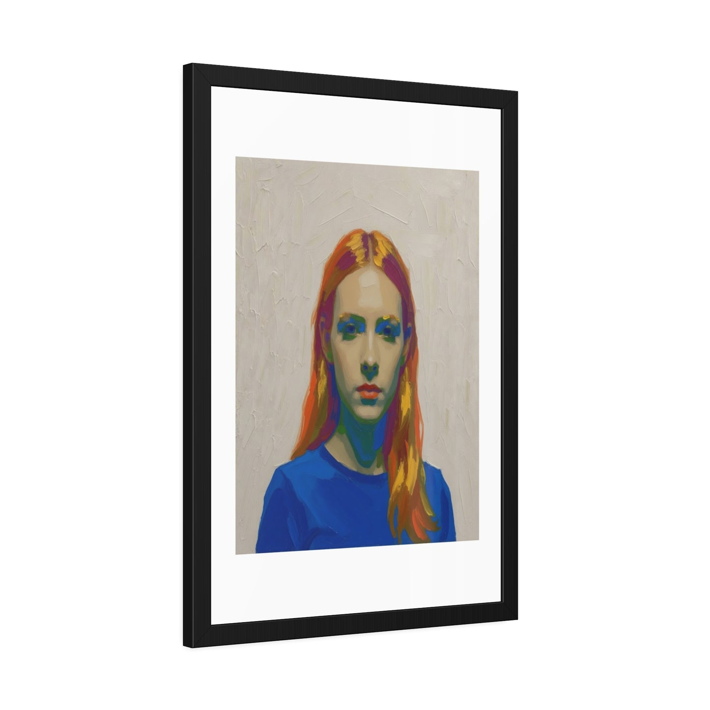 Framed Art Print — Colorful Portrait of Red-Haired Woman, Modern Pop Portrait Wall Art