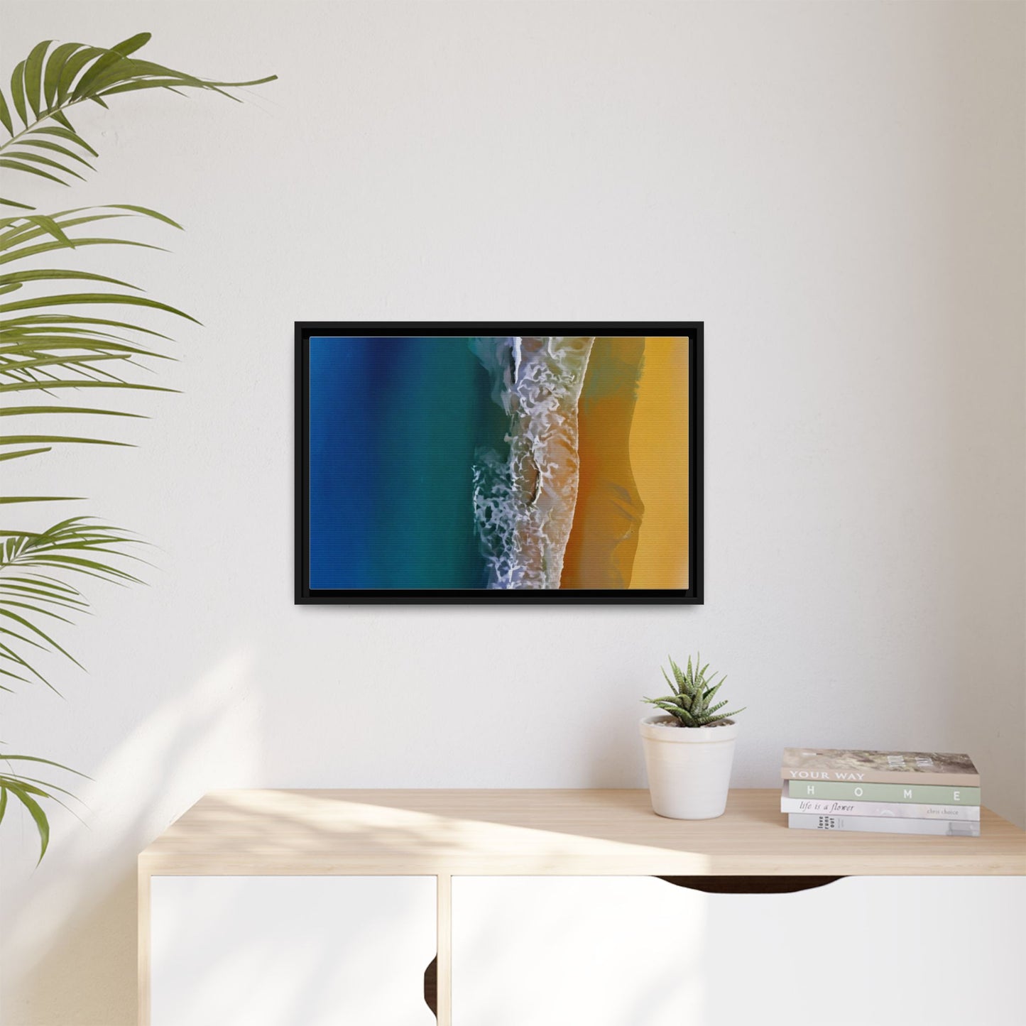 Framed Matte Canvas Seascape Print – Coastal Waves Wall Art