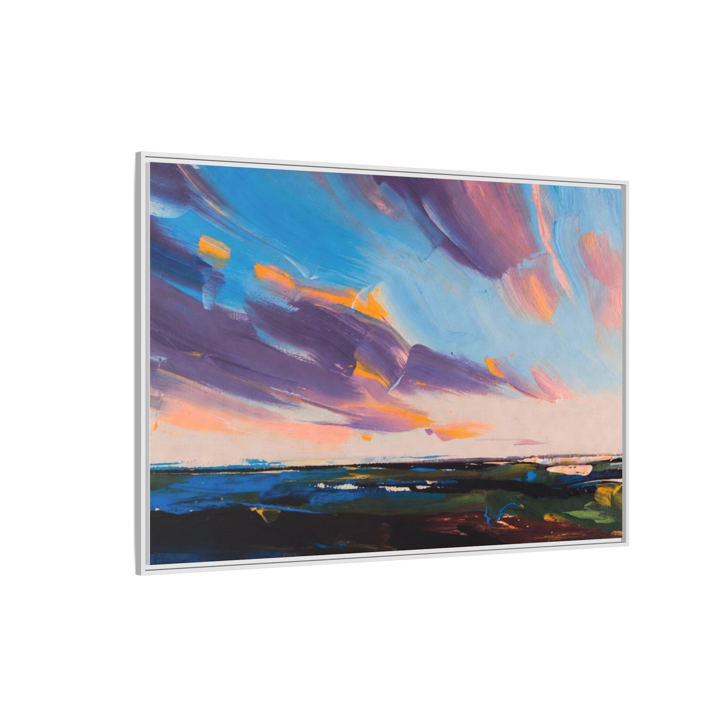 Framed Matte Canvas Abstract Seascape Sunset Art Print