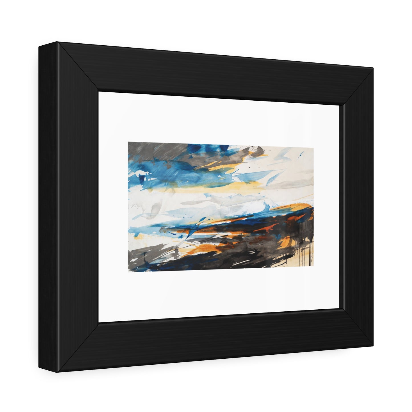 Framed Abstract Poster — Blue & Gold Coastal Abstract Art Print