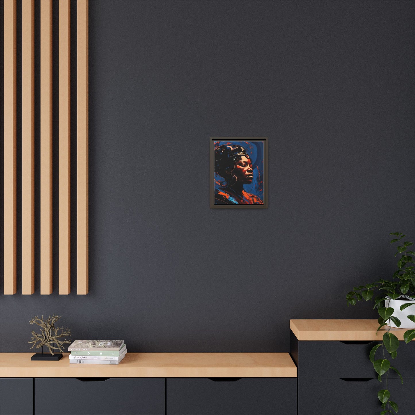 Framed Matte Canvas Art - Vibrant Portrait of a Black Woman (Multi-Color)