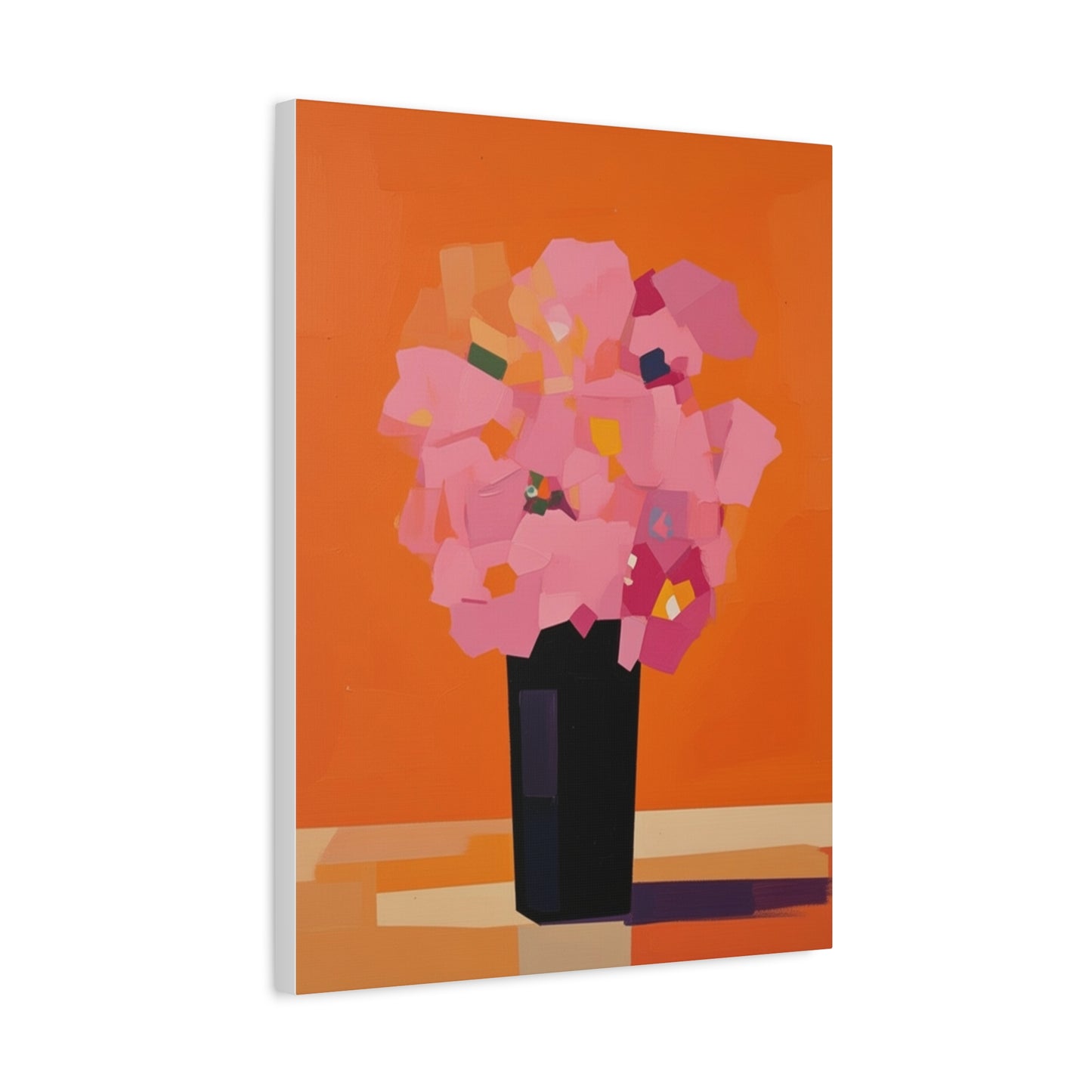 Modern Pink Flowers Canvas Print — Abstract Floral Wall Art