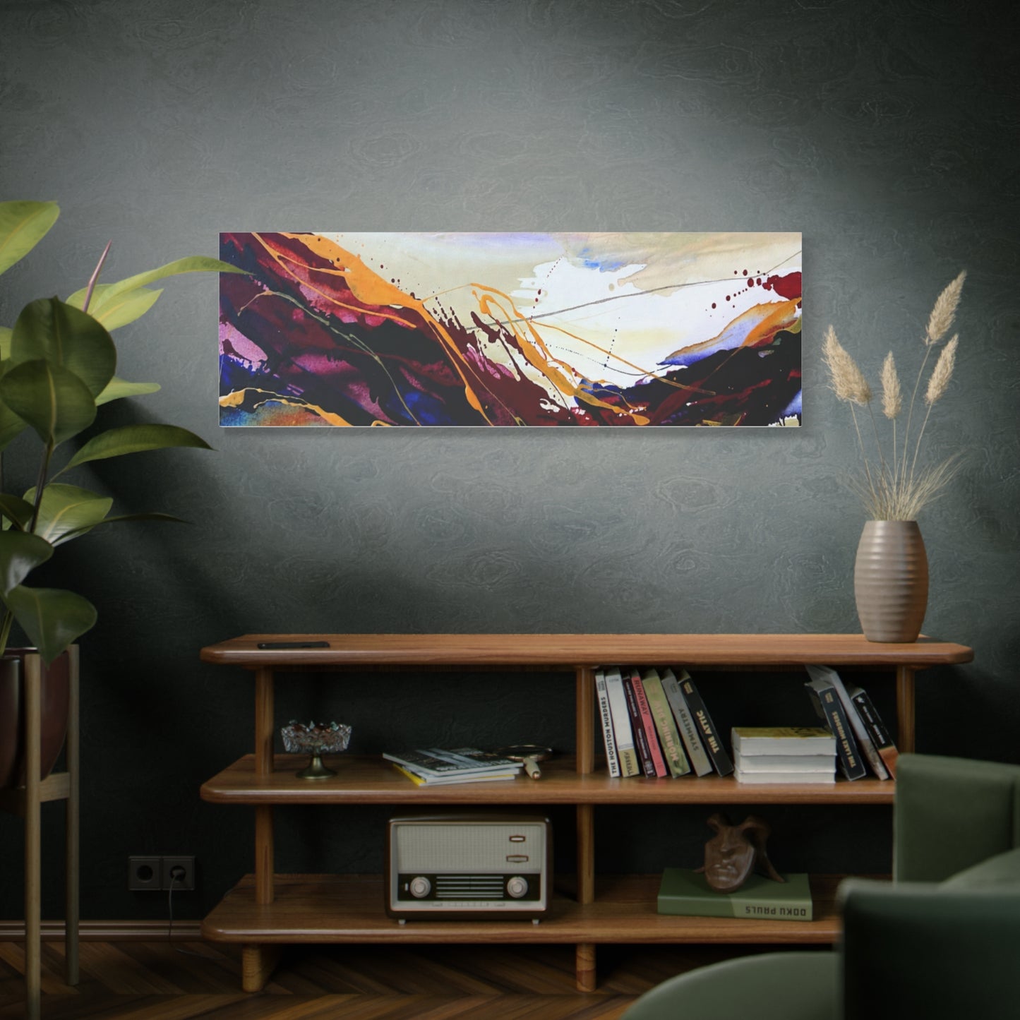 Abstract Color Flow Matte Stretched Canvas – Vibrant Modern Wall Art