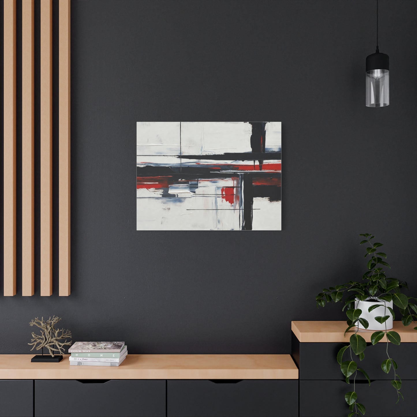 Abstract Red & Black Modern Canvas Art — Matte Stretched 1.25"