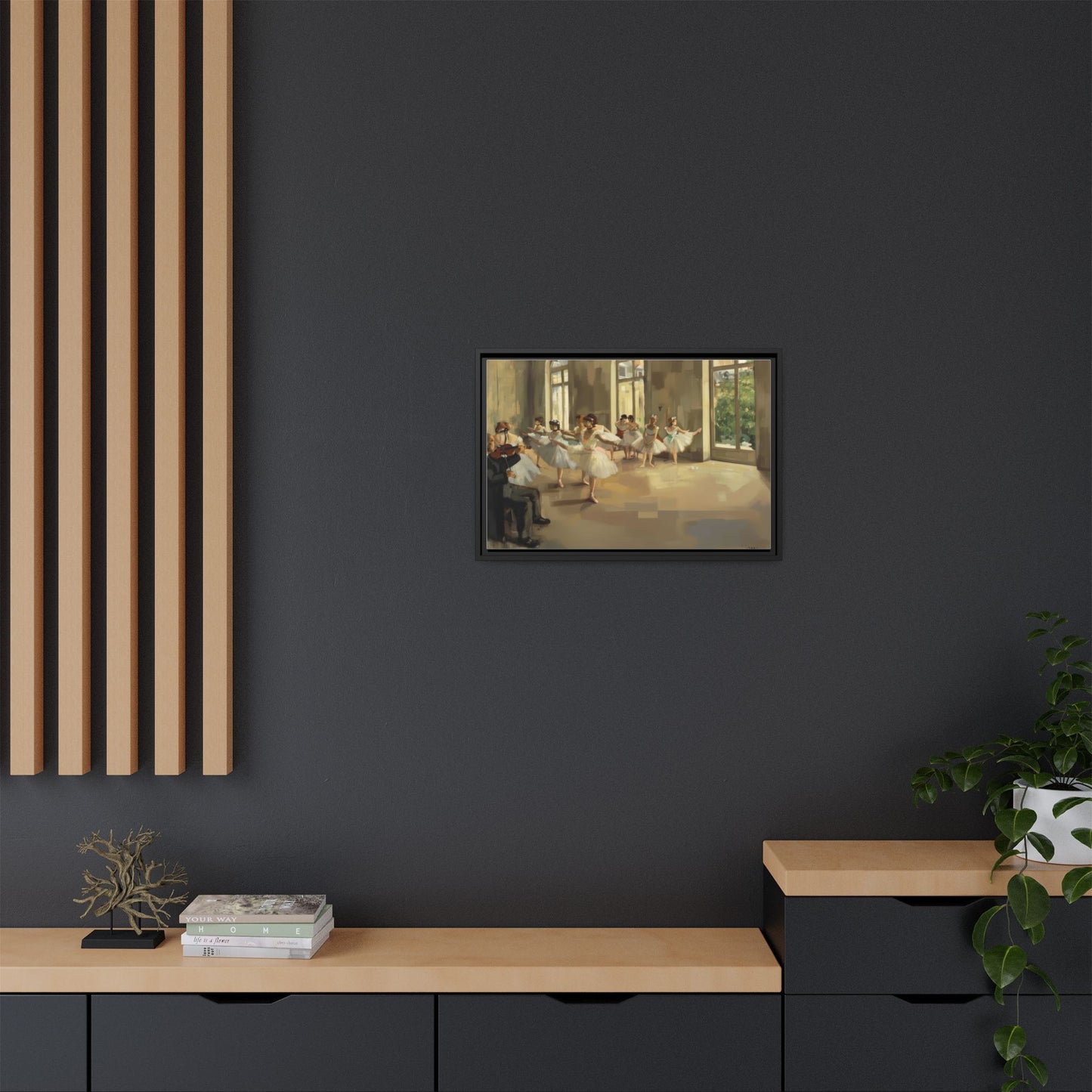 Framed Matte Canvas Print — Ballet Class Scene (Impressionist Dancers)