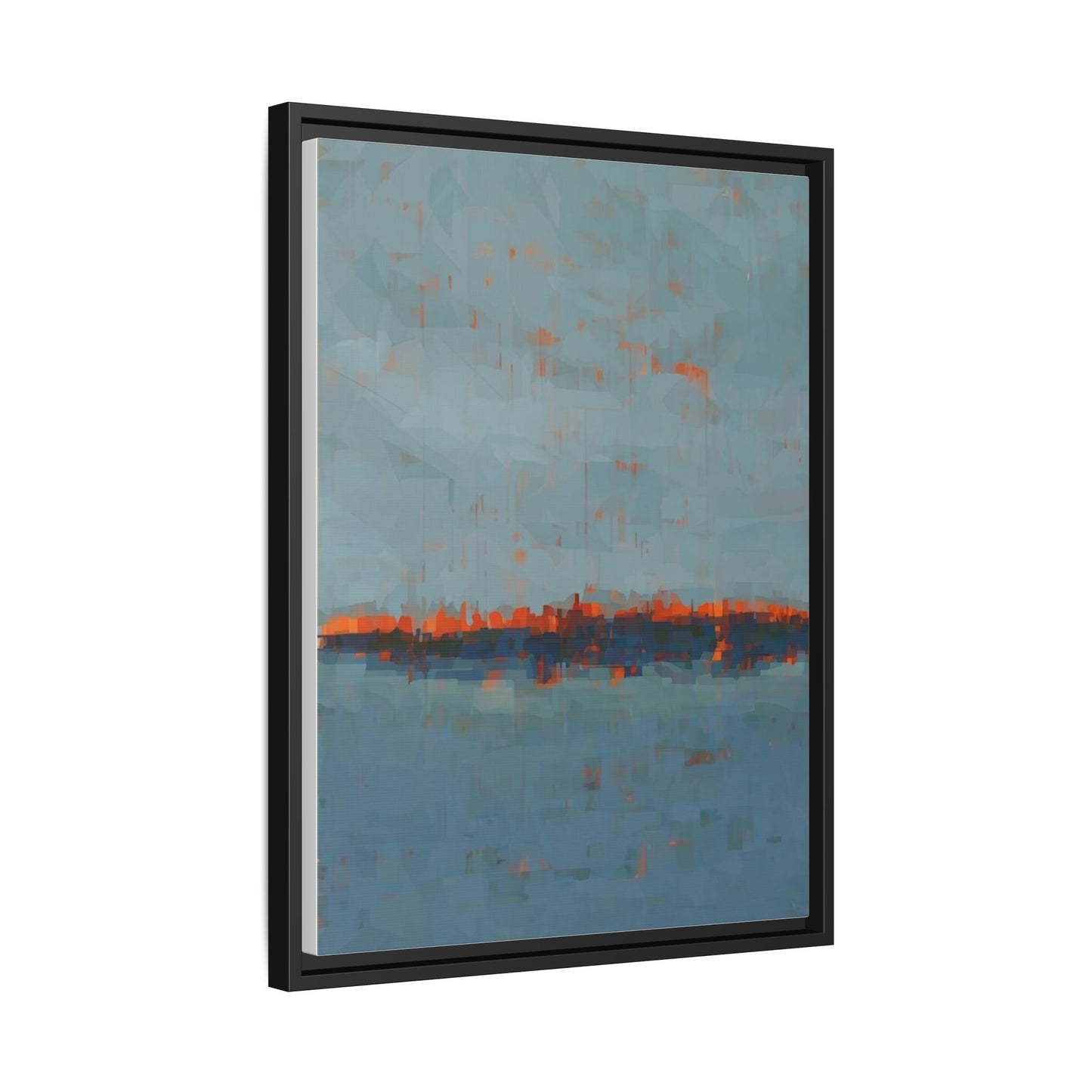 Framed Canvas Art — Teal & Orange Abstract Seascape