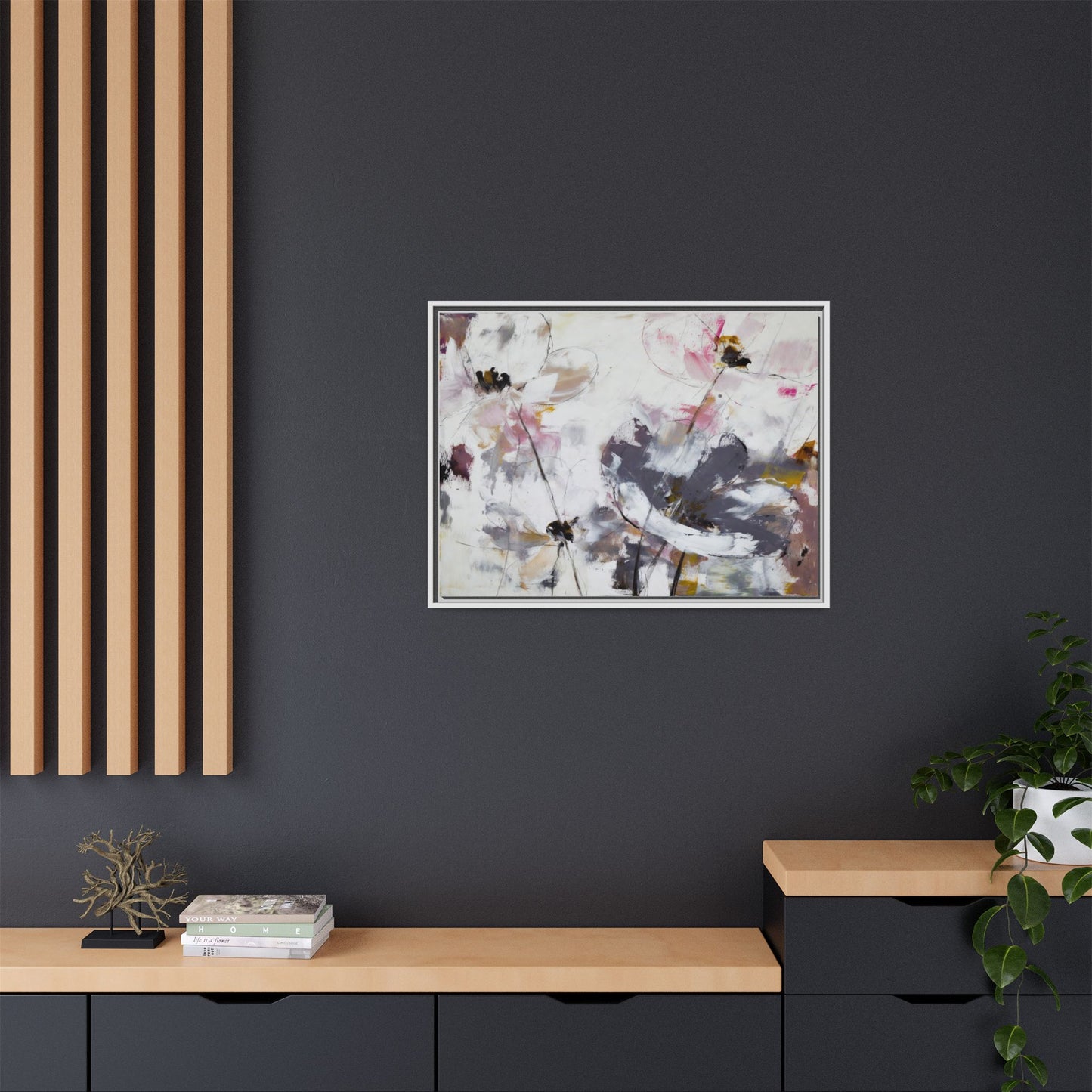 Abstract Floral Matte Canvas Framed Wall Art — Soft Watercolor Blooms