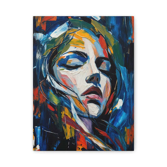 Abstract Colorful Woman Portrait Canvas