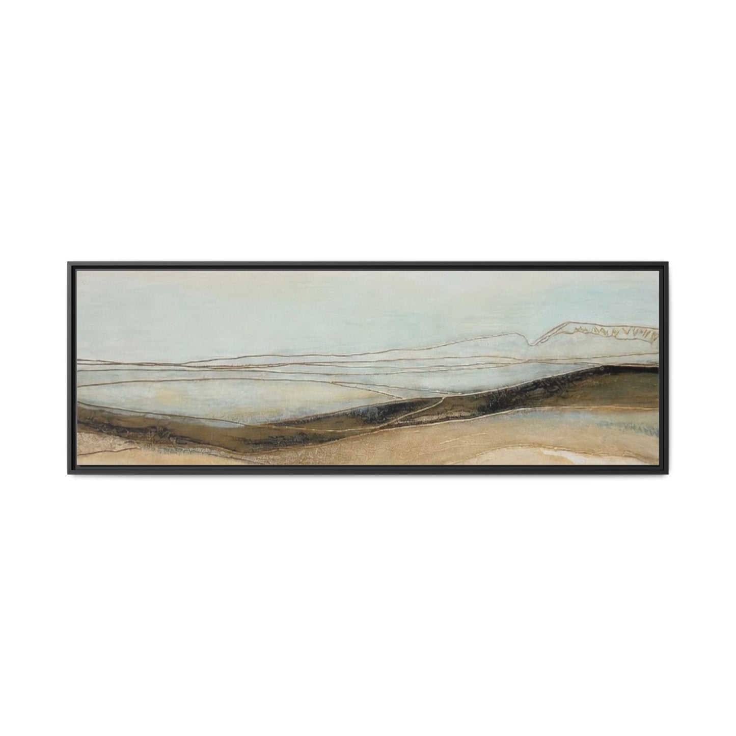 Framed Matte Canvas Wall Art — Neutral Abstract Landscape in Soft Blues & Earth Tones