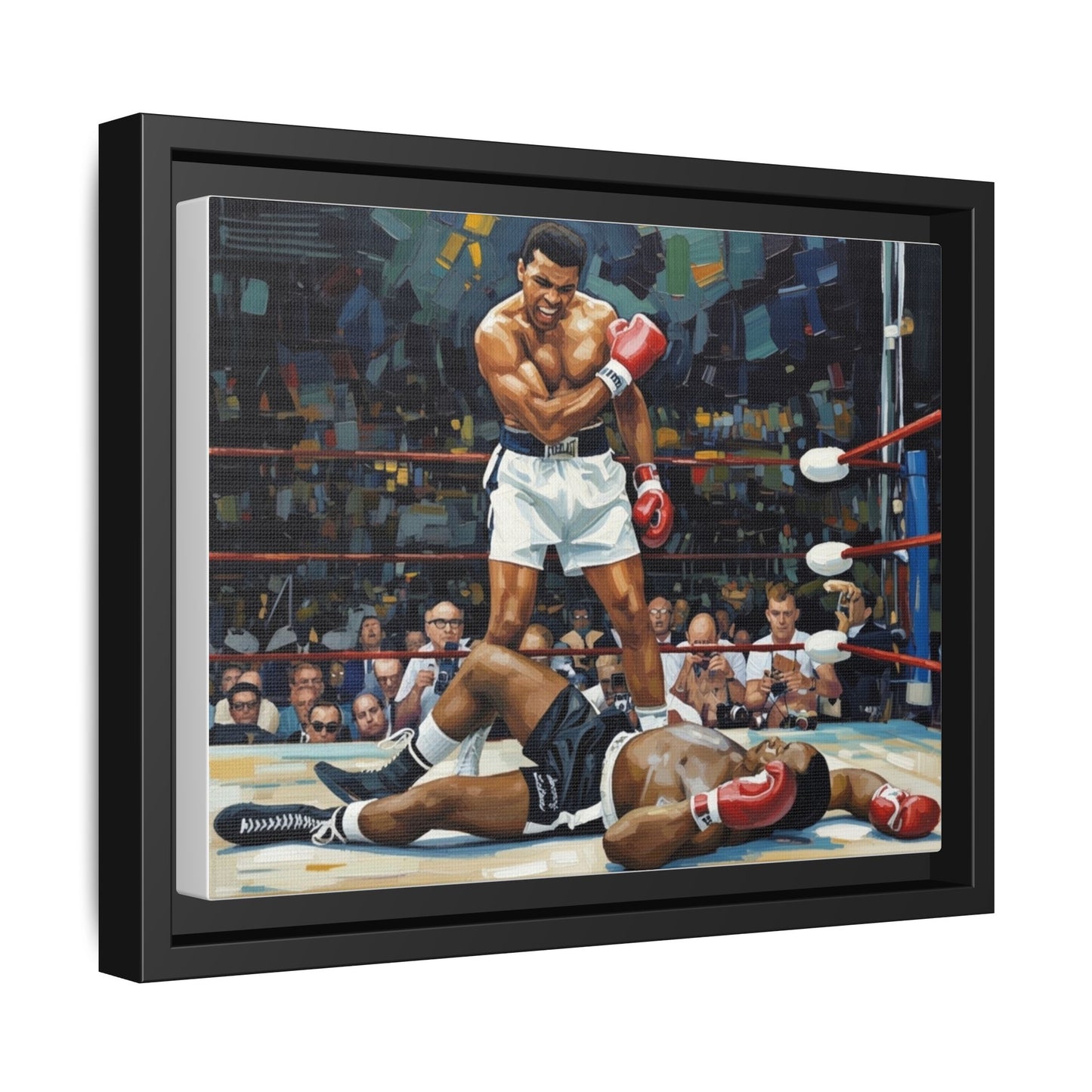 Framed Boxing Ring Canvas Print — Muhammad Ali Iconic Knockout Sport Art