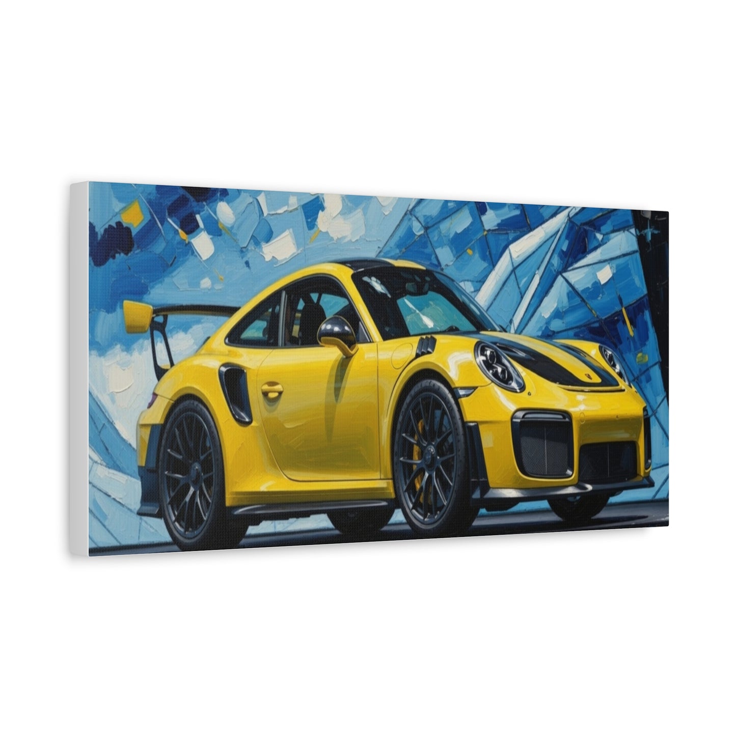 Yellow Porsche Sports Car Canvas Print — Modern Automotive Wall Art
