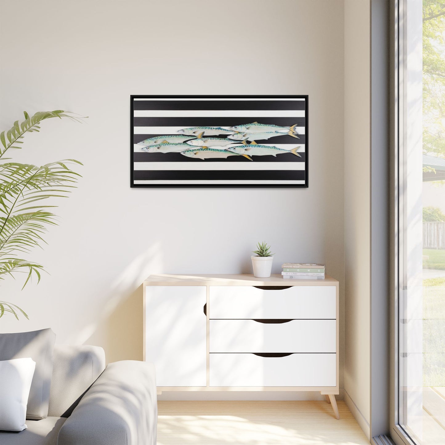 Striped Mackerel Canvas Print — Framed Matte Fish Wall Art