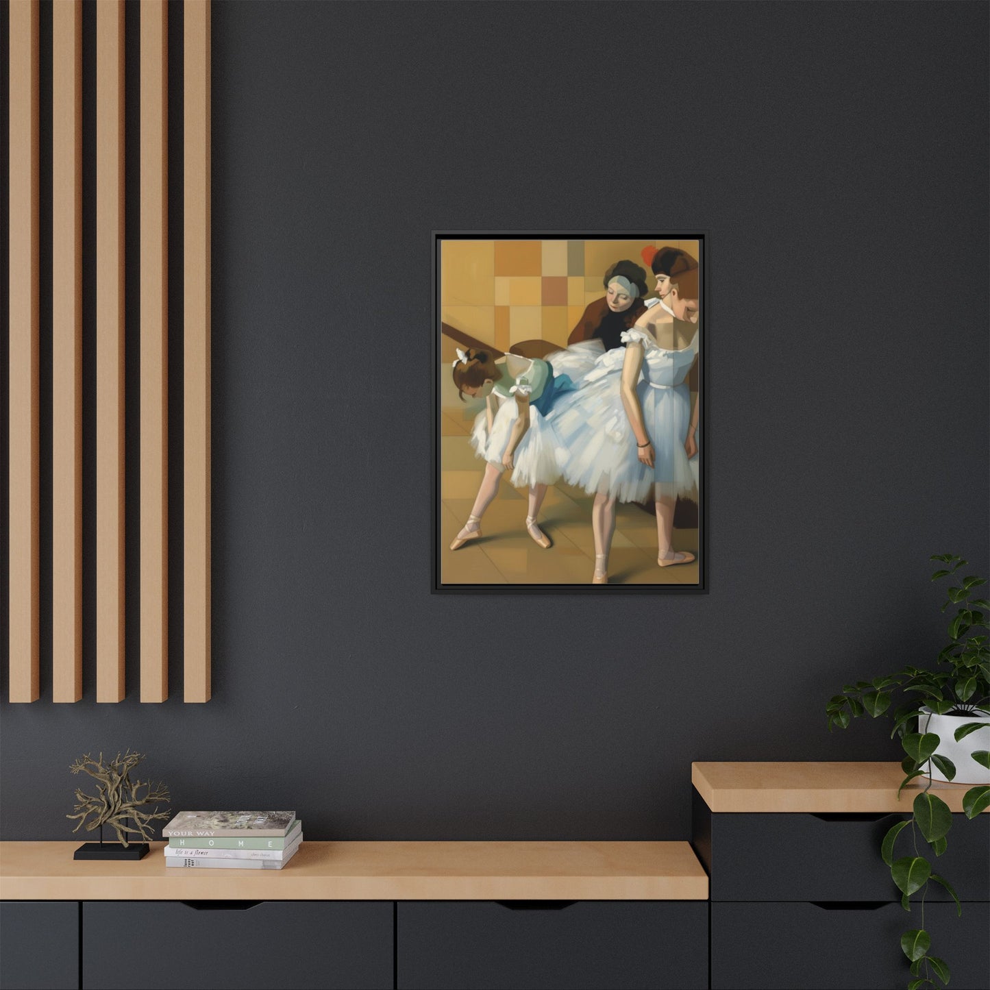 Ballet Dancers Matte Framed Canvas – Impressionist Dance Wall Art