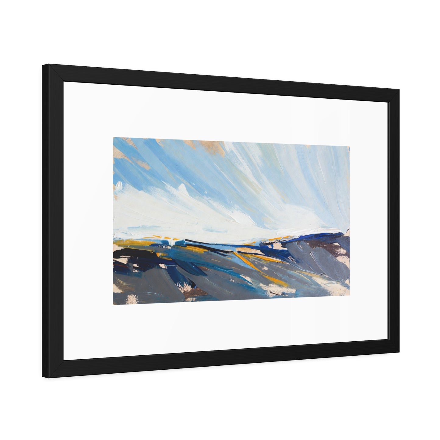 Abstract Coastal Landscape Framed Poster — Blue Seascape Wall Art