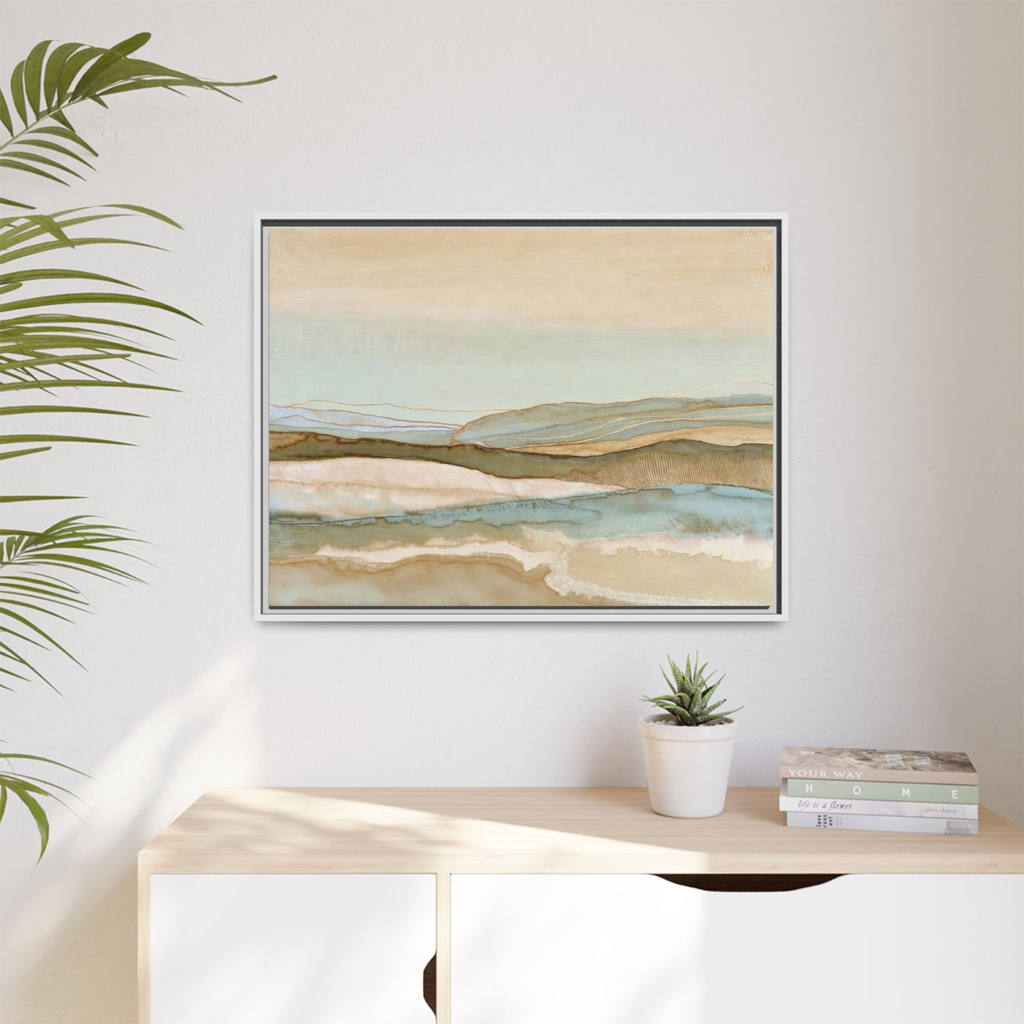 Framed Matte Canvas Coastal Abstract Landscape Wall Art