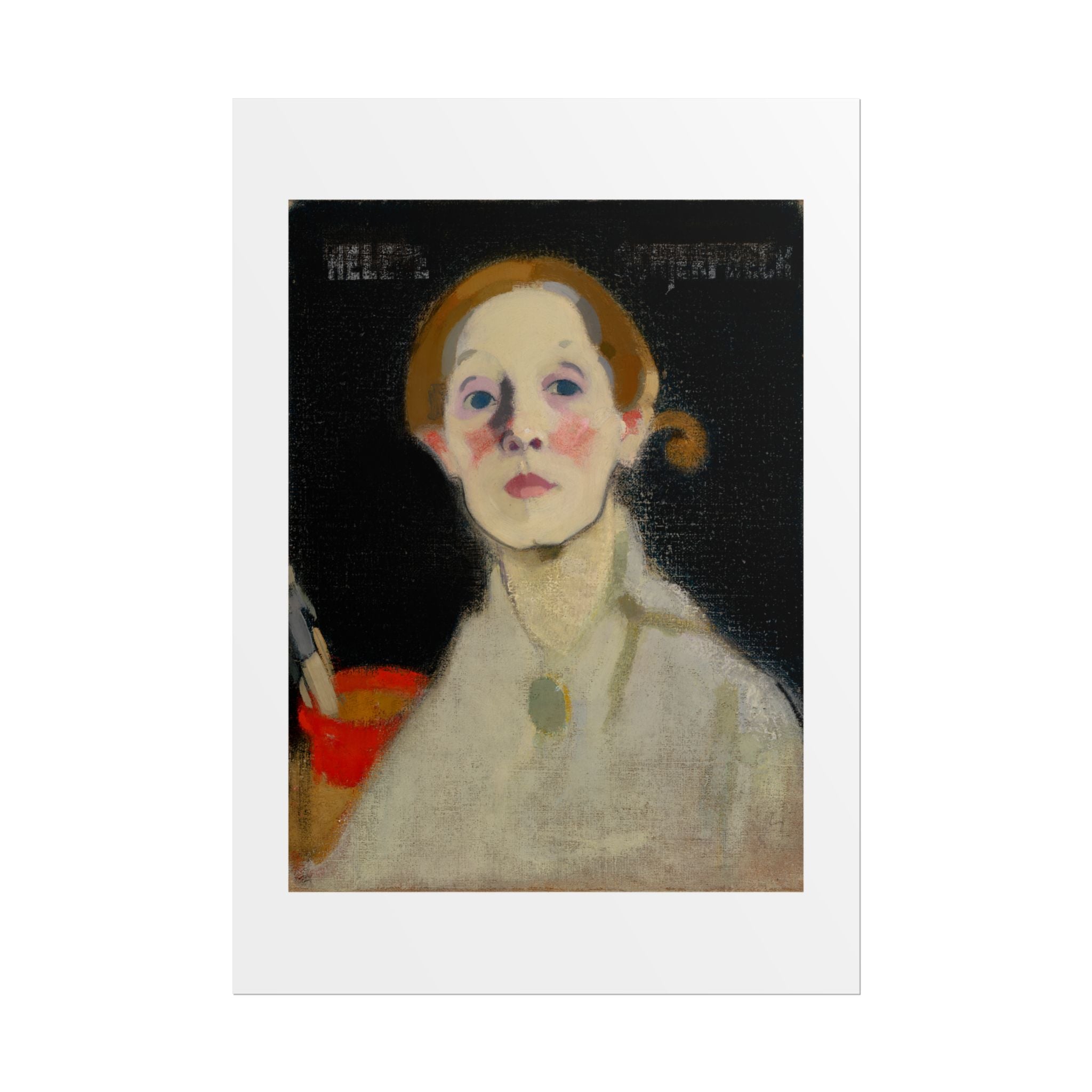 Self-Portrait Black Background by Helene Schjerfbeck Wall Art Print
