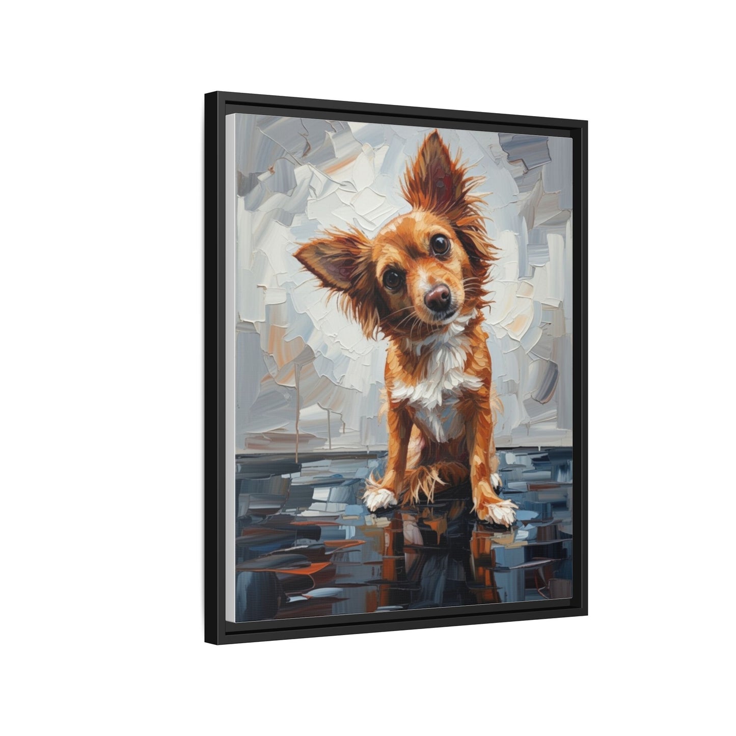 Framed Matte Canvas Print — Playful Brown Dog Portrait